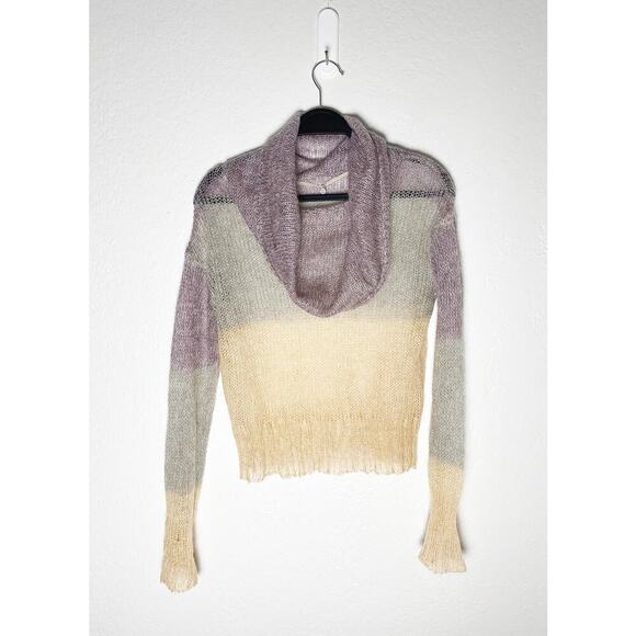 Knitted & Knotted x Anthropologie Women's Sheer Cowl Neck Mohair Blend Sweater S - Picture 2 of 8